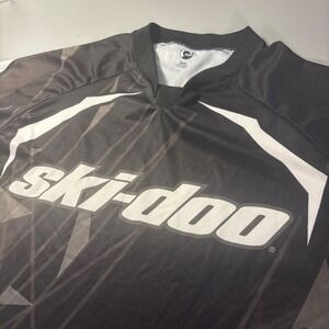 Ski Doo BRP‎ Long Sleeve Jersey Black White Geometric Snowmobile Racing Medium